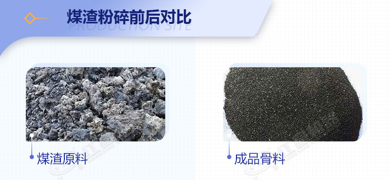 煤渣粉碎前后對(duì)比