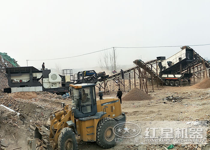 流動打石子機客戶作業(yè)現場