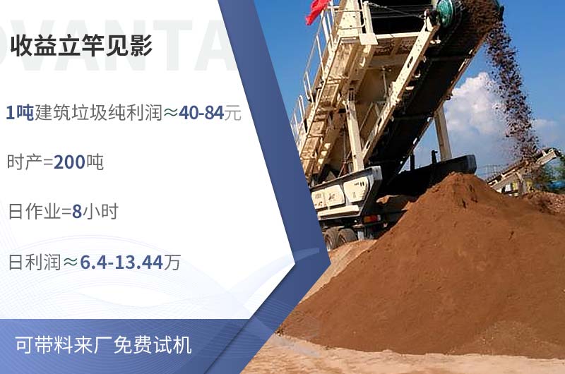 時(shí)產(chǎn)200噸的建筑垃圾粉碎廠日賺十來(lái)萬(wàn)